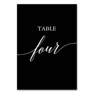Elegant White on Black Calligraphy Table Four Number
