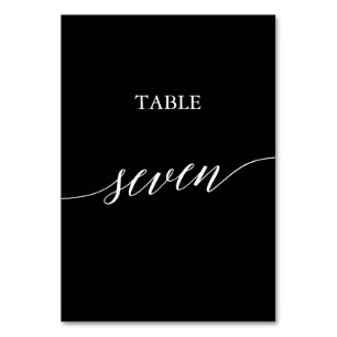 Elegant White on Black Calligraphy Table Seven Number