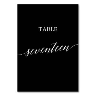 Elegant White on Black Calligraphy Table Seventeen Number