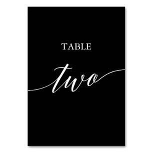 Elegant White on Black Calligraphy Table Two Number