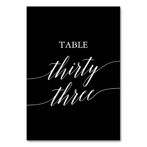 Elegant White on Black Table Number 33
