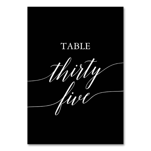 Elegant White on Black Table Number Thirty Five (Front)