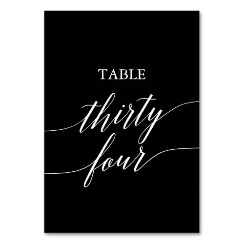 Elegant White on Black Table Number Thirty Four