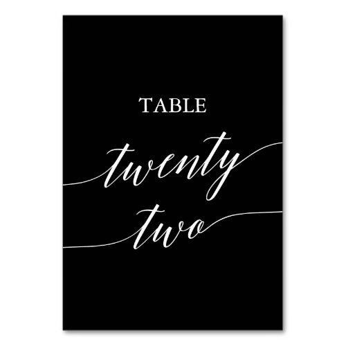 Elegant White on Black Table Twenty Two Table Number