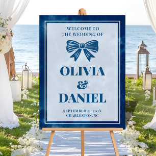 Elegant White on Navy Welcome Sign