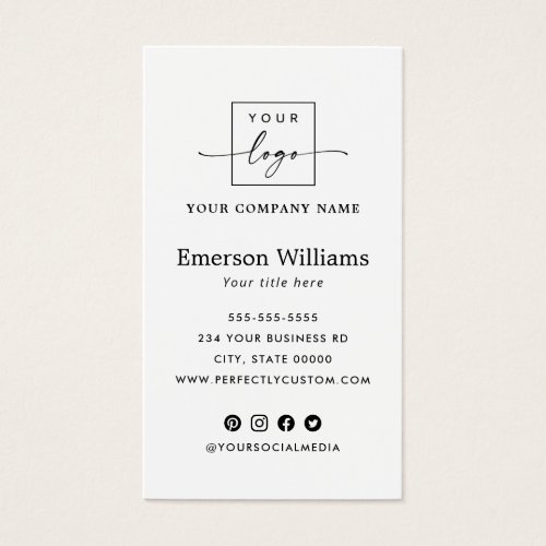 Elegant white or any color vertical business card