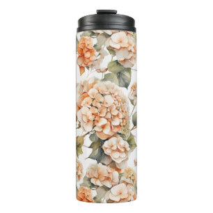 Elegant white orange boho watercolor floral thermal tumbler