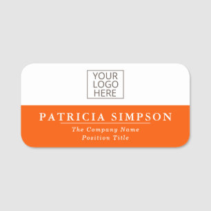 Elegant White Orange Personality Style Name Tag