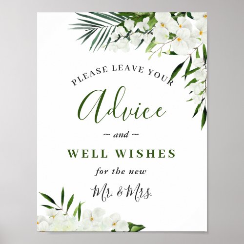 Elegant White Orchid Advice and Well Wishes Sign