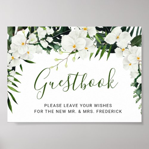 Elegant White Orchid Bohemian Sign Our Guestbook