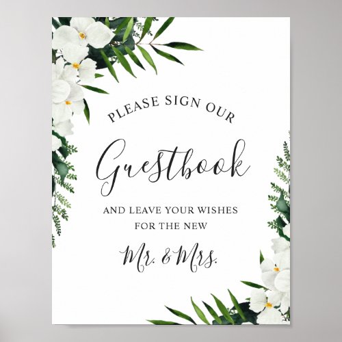 Elegant White Orchid Bohemian Sign Our Guestbook