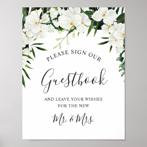 Elegant White Orchid Bohemian Sign Our Guestbook