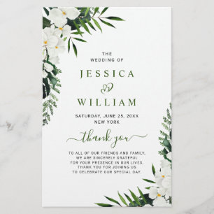 Elegant White Orchid Boho Wedding Ceremony Program