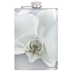 Elegant White Orchid Botanical Art Flask