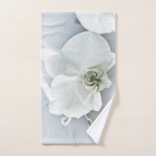 Elegant White Orchid Botanical Art Hand Towel