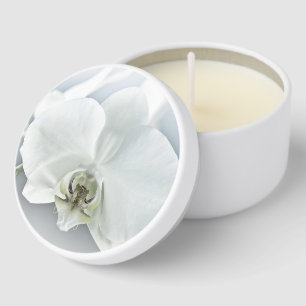 Elegant White Orchid Botanical Art Mini Candle Favors
