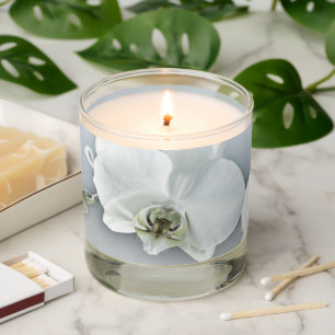 Elegant White Orchid Botanical Art Scented Candle