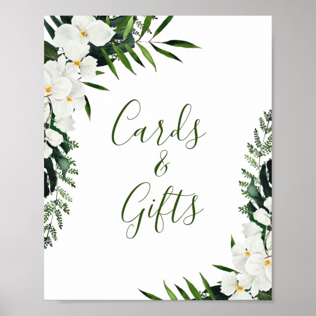 Elegant White Orchid  Cards and Gifts Wedding Sign (Front)