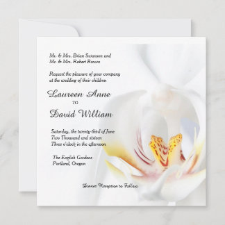 Elegant White Orchid Custom Wedding Invitation