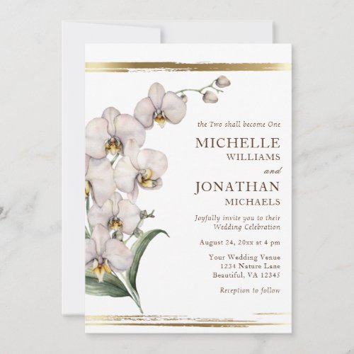 Elegant White Orchid Floral Christian Wedding Invitation