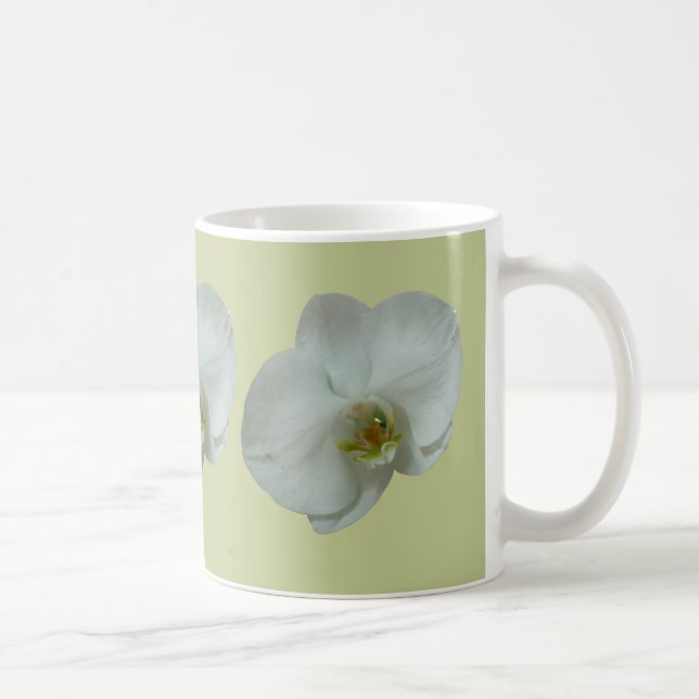 Elegant White Orchid Flower Botanical Coffee Mug (Right)
