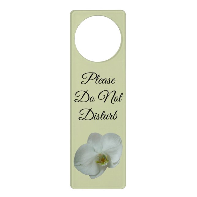 Elegant White Orchid Flower Botanical Door Hanger (Front)