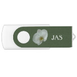 Elegant White Orchid Flower Botanical Flash Drive