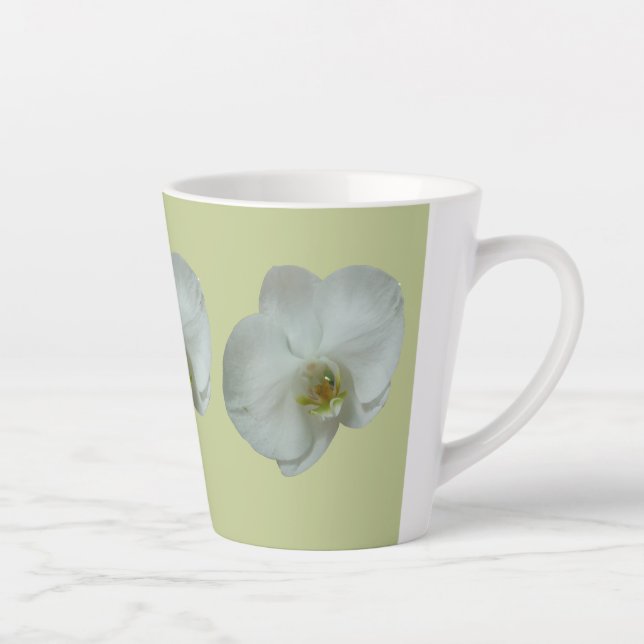 Elegant White Orchid Flower Botanical Latte Mug (Right)