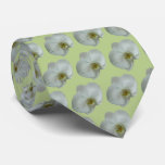 Elegant White Orchid Flower Botanical Neck Tie