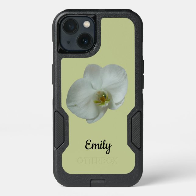 Elegant White Orchid Flower Botanical Otterbox iPhone Case (Back)