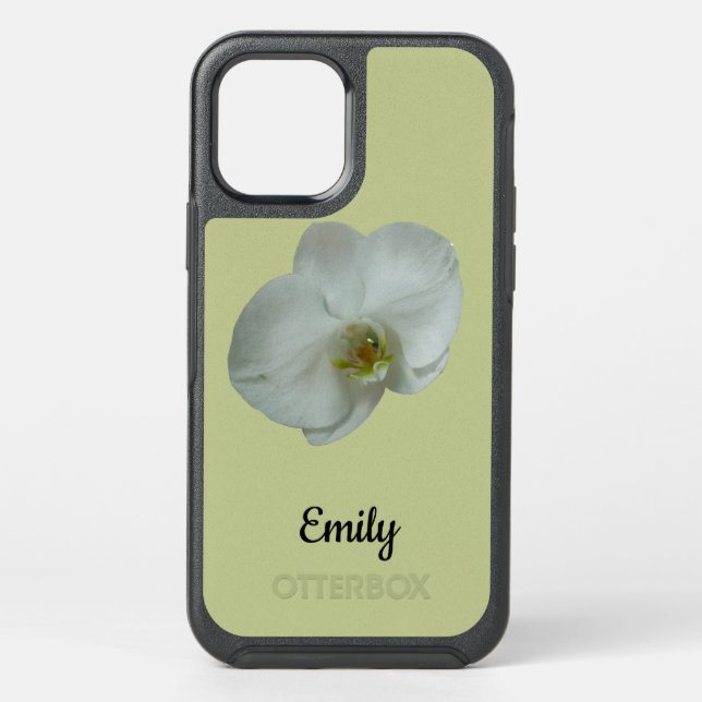 Elegant White Orchid Flower Botanical Otterbox iPhone Case (Back)