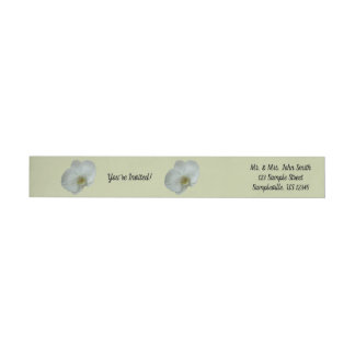 Elegant White Orchid Flower Botanical Wrap Around Label