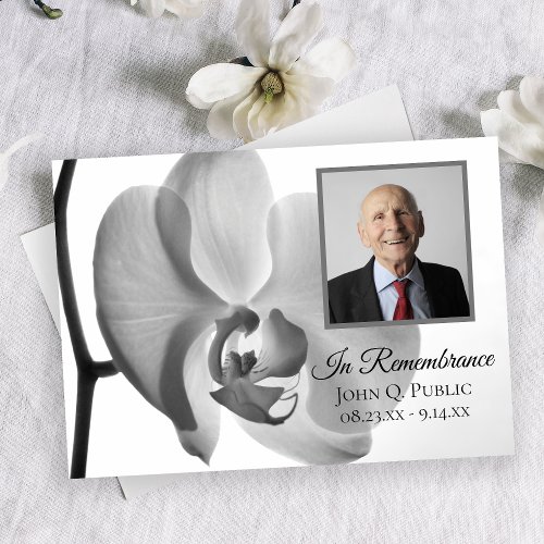 Elegant White Orchid Flower Death Anniversary Invitation