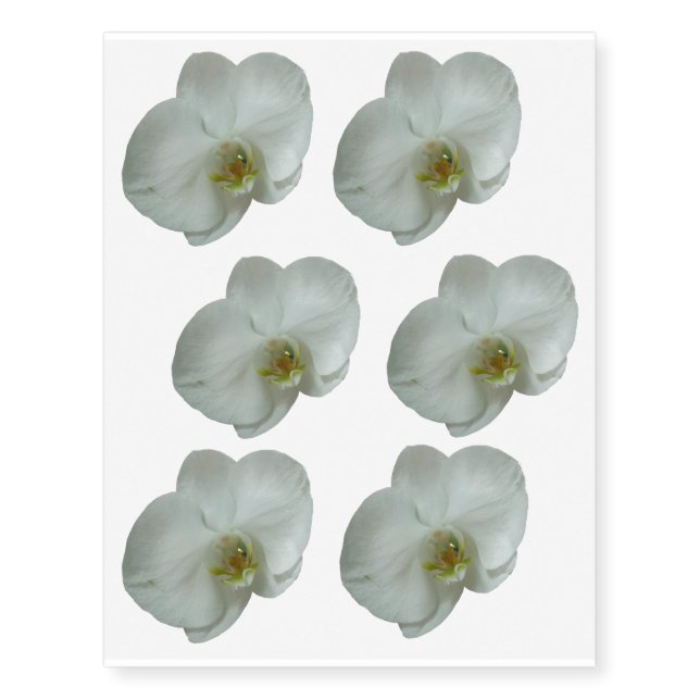 Elegant White Orchid Flower Temporary Tattoos (Front)