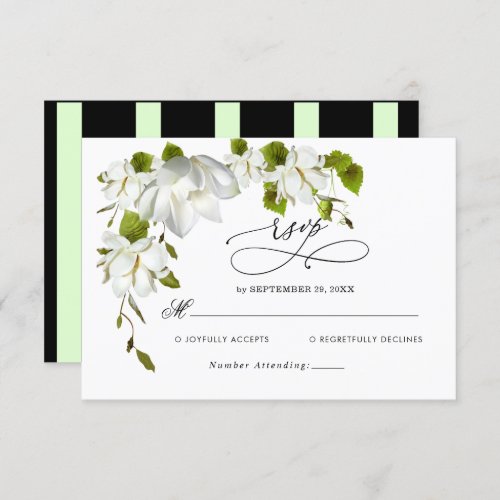 Elegant White Orchid greenery Wedding RSVP Card