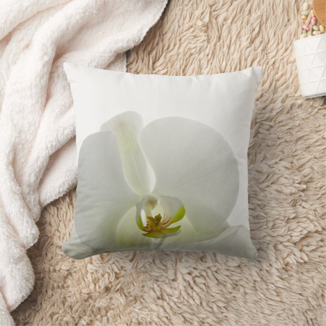 Elegant White Orchid  Throw Pillow (Blanket)