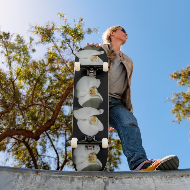 Elegant White orchid tropical white flowers  Skateboard (Outdoor 1)