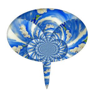 Elegant white orchid watercolor painting cake topper