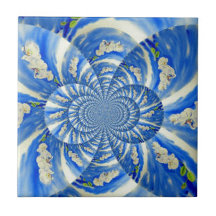 Elegant white orchid watercolor painting ceramic tile