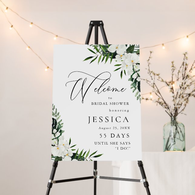 Elegant White Orchids Bohemian Bridal Shower Foam Board (In Situ (Stand))