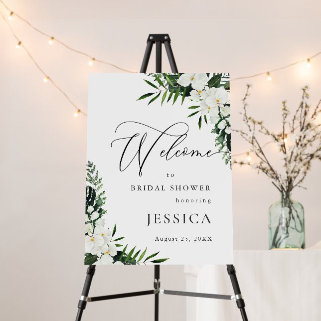 Elegant White Orchids Bohemian Bridal Shower Foam Board (In Situ (Stand))
