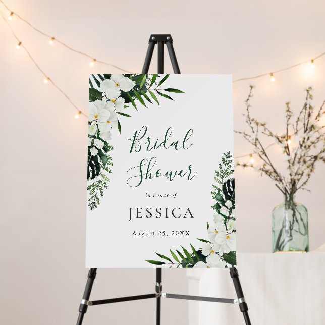 Elegant White Orchids Bohemian Bridal Shower Foam Board (In Situ (Stand))