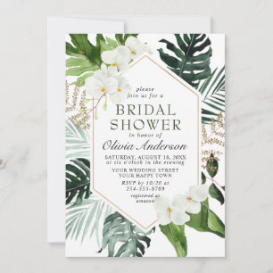 Elegant White Orchids Bohemian BRIDAL SHOWER Invitation
