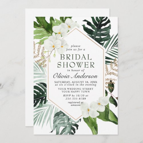 Elegant White Orchids Bohemian BRIDAL SHOWER Invitation