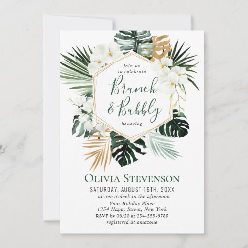 Elegant White Orchids Bohemian BRIDAL SHOWER  Invitation