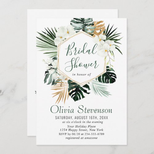 Elegant White Orchids Bohemian BRIDAL SHOWER  Invitation