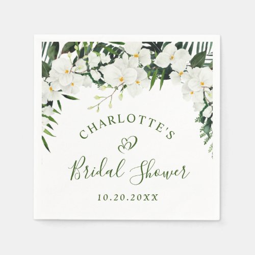 Elegant White Orchids Bohemian BRIDAL SHOWER  Napkins