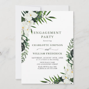 Elegant White Orchids Bohemian ENGAGEMENT PARTY Invitation