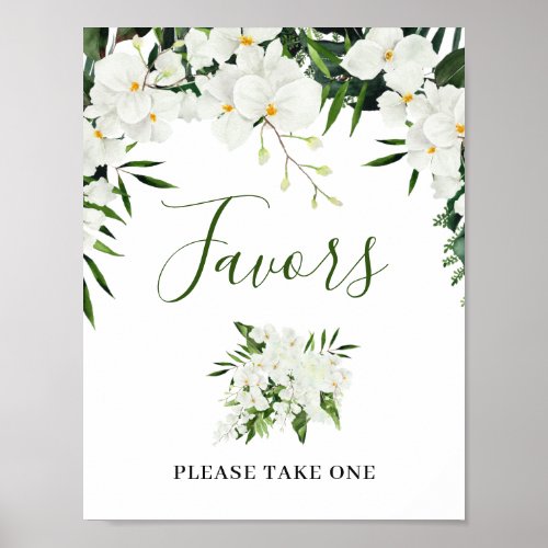 Elegant White Orchids Bohemian Favors Wedding Sign