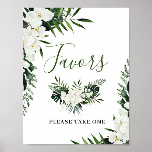 Elegant White Orchids Bohemian Favors Wedding Sign